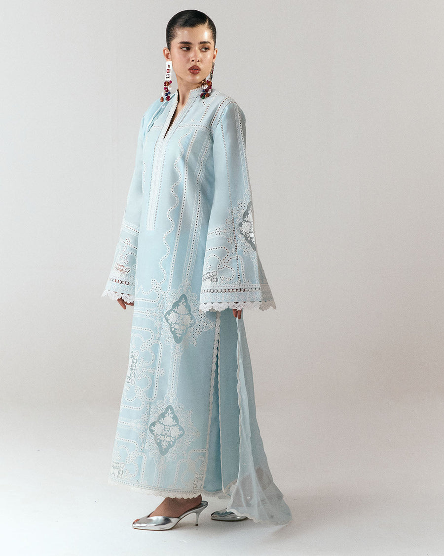 Jugnu Lahore Spring Summer Unstitched Embroidered Cotton 3Pc Suit - Dira