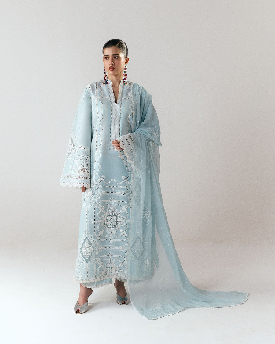 Jugnu Lahore Spring Summer Unstitched Embroidered Cotton 3Pc Suit - Dira