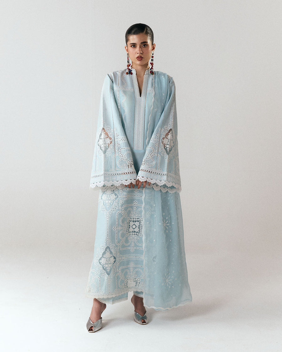 Jugnu Lahore Spring Summer Unstitched Embroidered Cotton 3Pc Suit - Dira