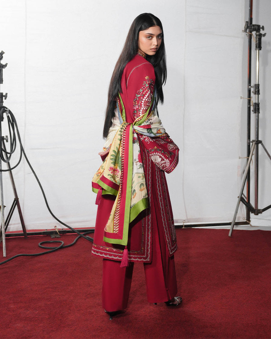 Jugnu Lahore The Reserved View Embroidered Cotton Unstitched 3Pc Suit - Diryaz
