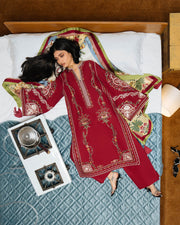Jugnu Lahore The Reserved View Embroidered Cotton Unstitched 3Pc Suit - Diryaz