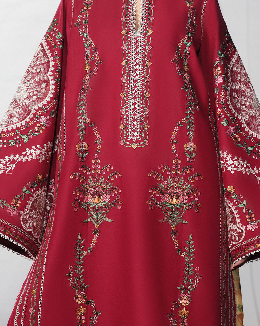 Jugnu Lahore The Reserved View Embroidered Cotton Unstitched 3Pc Suit - Diryaz