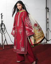 Jugnu Lahore The Reserved View Embroidered Cotton Unstitched 3Pc Suit - Diryaz