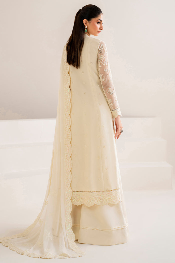 Farasha Luxury Formal Embroidered Chiffon Unstitched 3Pc Suit - Dove