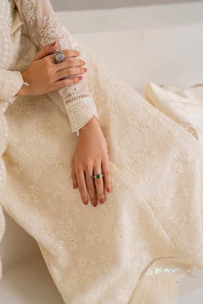 Farasha Luxury Formal Embroidered Chiffon Unstitched 3Pc Suit - Dove