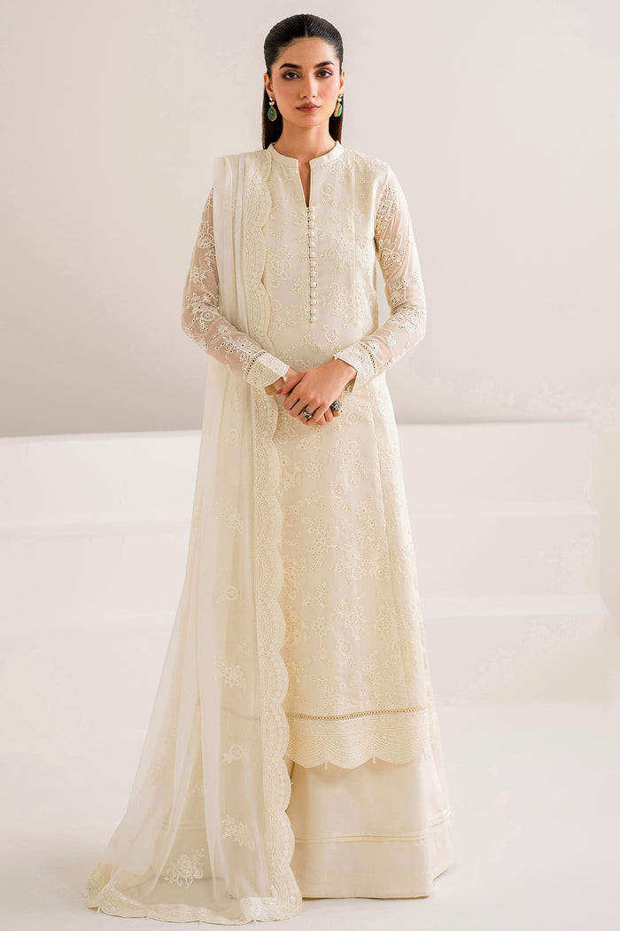 Farasha Luxury Formal Embroidered Chiffon Unstitched 3Pc Suit - Dove