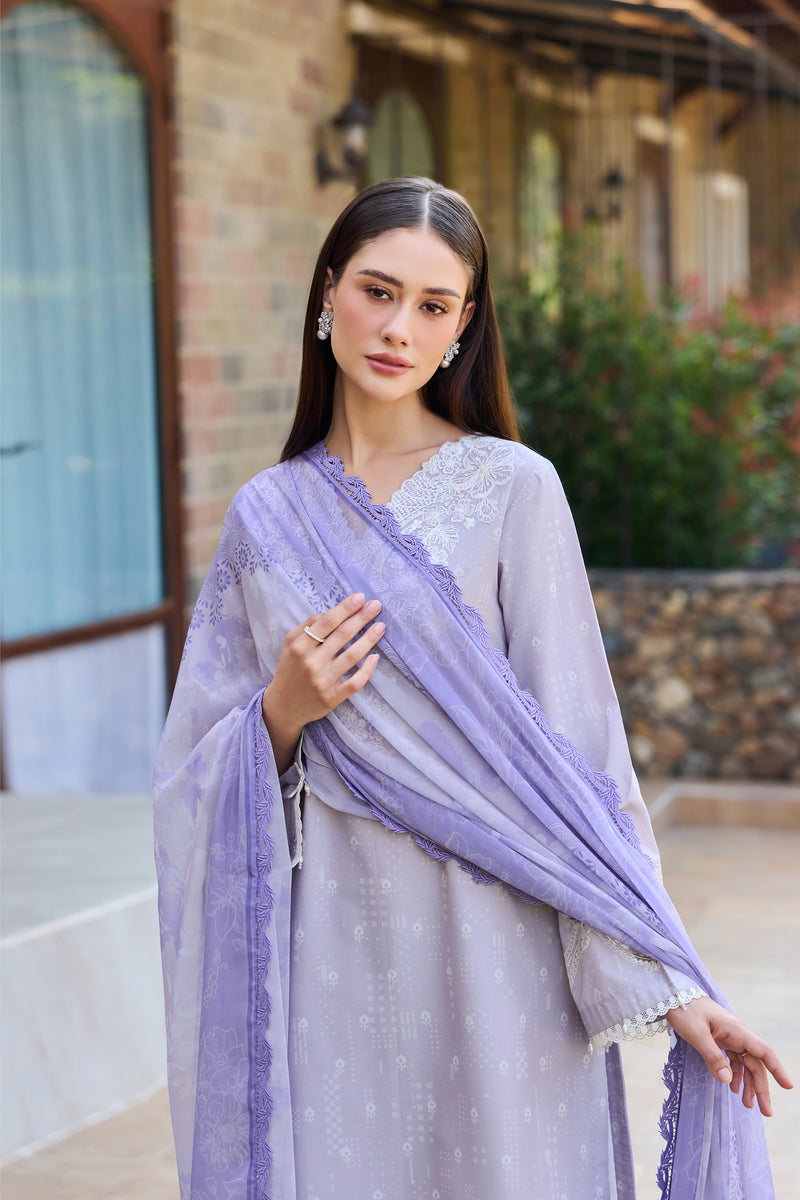Farasha Sorine Summer Embroidered Lawn Unstitched 3Pc Suit - Dreamy Lilac