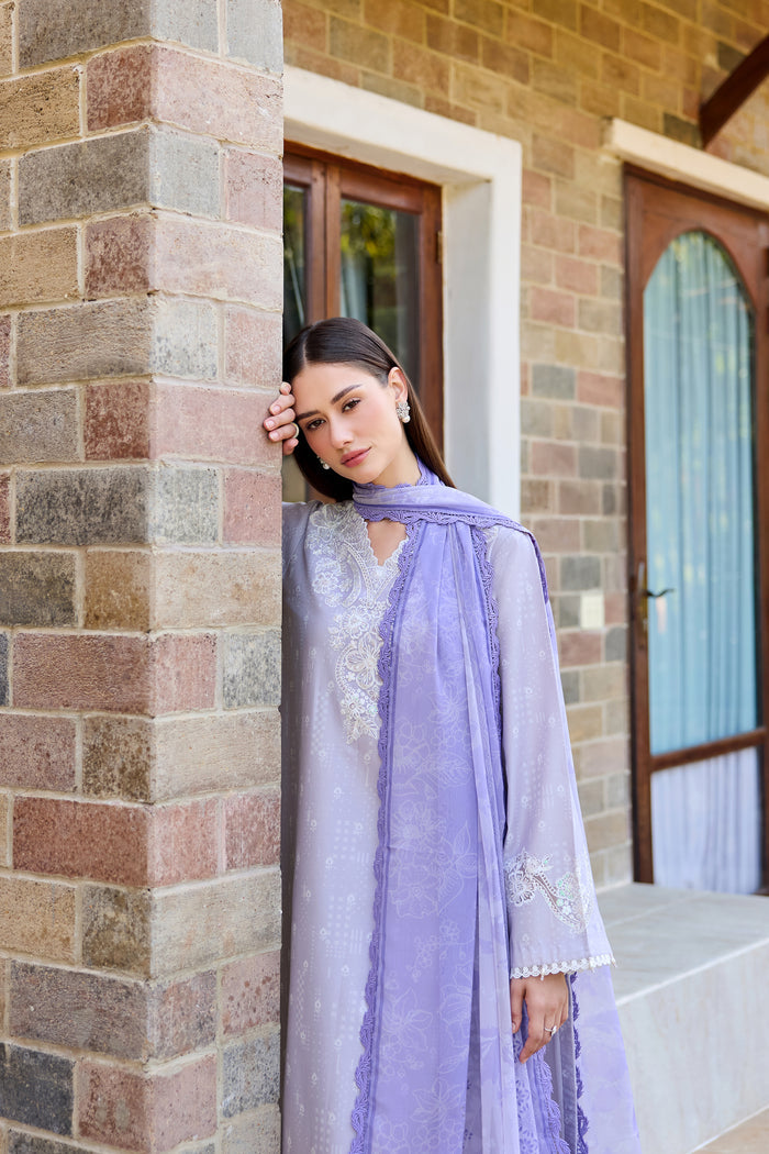 Farasha Sorine Summer Embroidered Lawn Unstitched 3Pc Suit - Dreamy Lilac