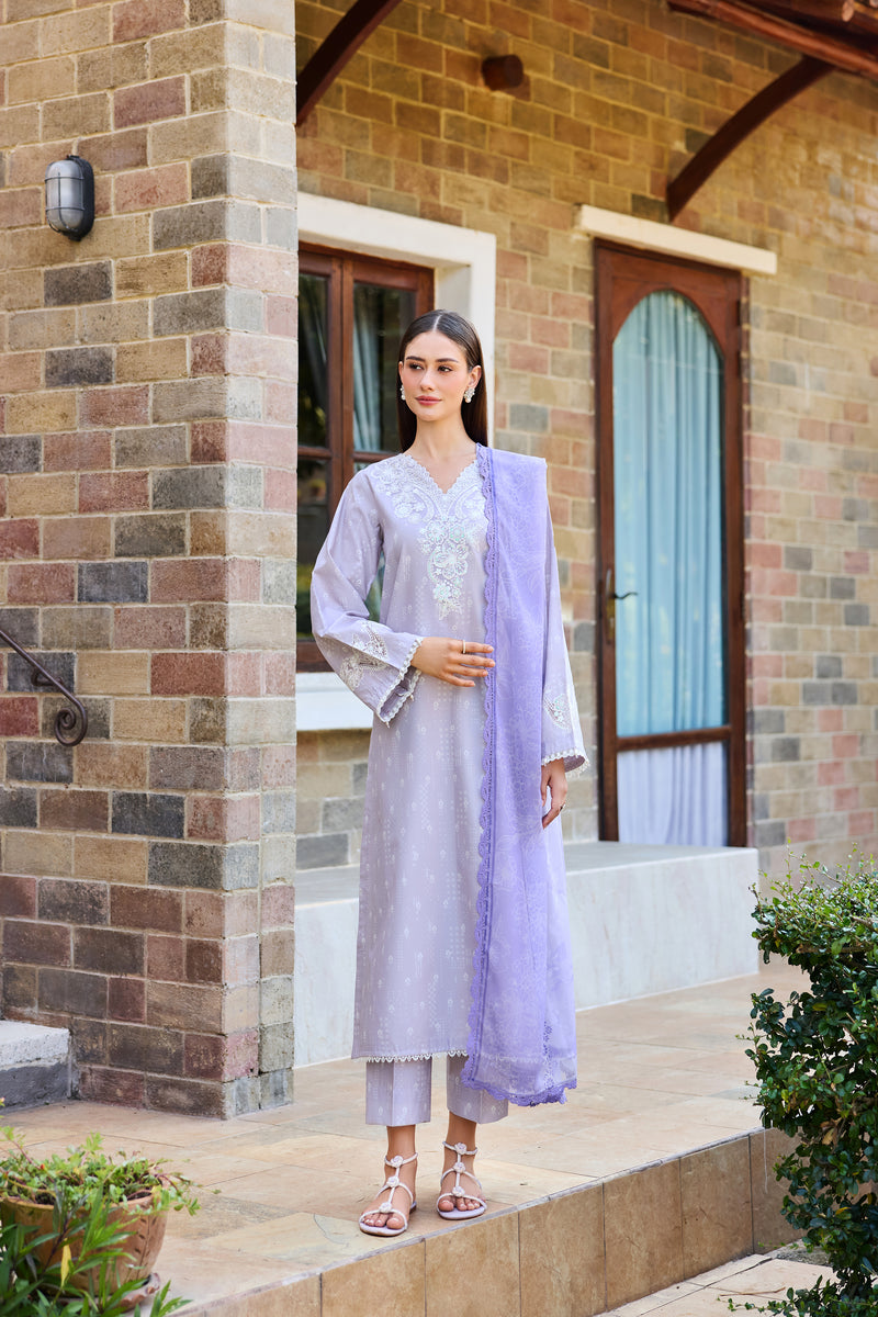 Farasha Sorine Summer Embroidered Lawn Unstitched 3Pc Suit - Dreamy Lilac