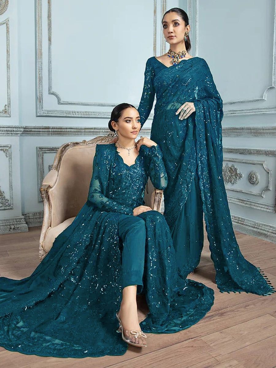 House of Nawab Gulmira Luxury Formal Chiffon Unstitched 3PC Suit 01-DUA-C