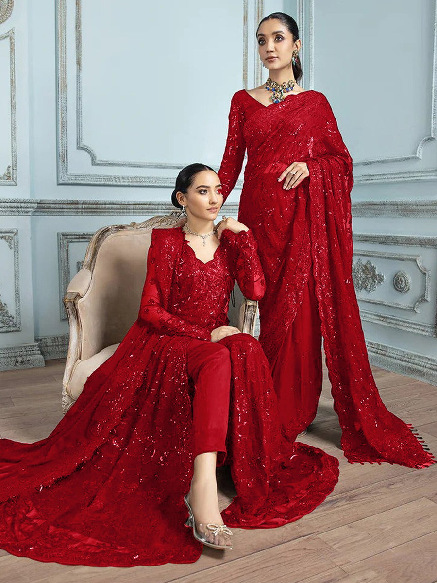 House of Nawab Gulmira Luxury Formal Chiffon Unstitched 3PC Suit 01-DUA-D