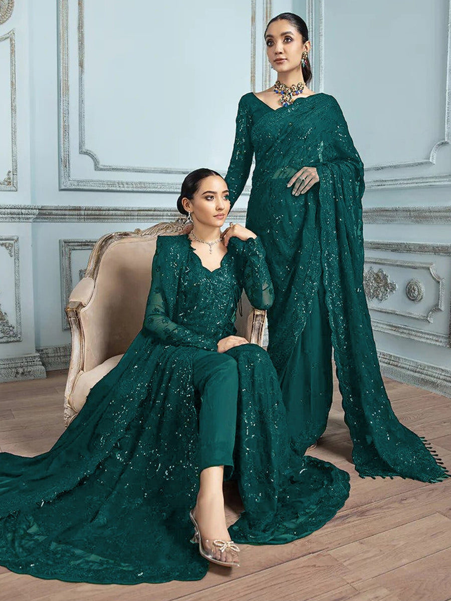 House of Nawab Gulmira Luxury Formal Chiffon Unstitched 3PC Suit 01-DUA-E