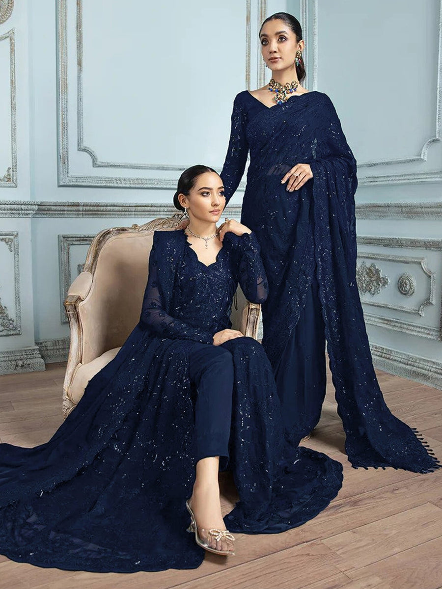 House of Nawab Gulmira Luxury Formal Chiffon Unstitched 3PC Suit 01-DUA-F
