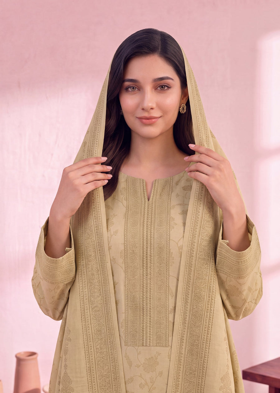 Zeenia Marina Vol-02 Digital Printed Dhanak Marina Unstitched 3Pc Suit DS-02 Dune