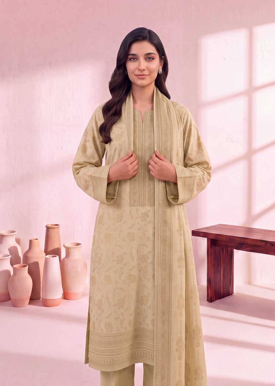 Zeenia Marina Vol-02 Digital Printed Dhanak Marina Unstitched 3Pc Suit DS-02 Dune