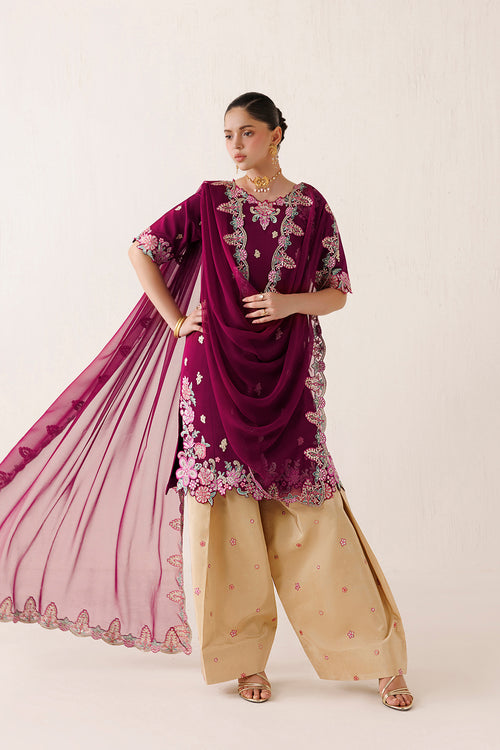 Farasha Veira Embroidered Raw Silk Unstitched 3Pc Suit D-09 Dune Blossom