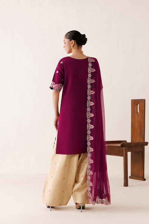 Farasha Veira Embroidered Raw Silk Unstitched 3Pc Suit D-09 Dune Blossom