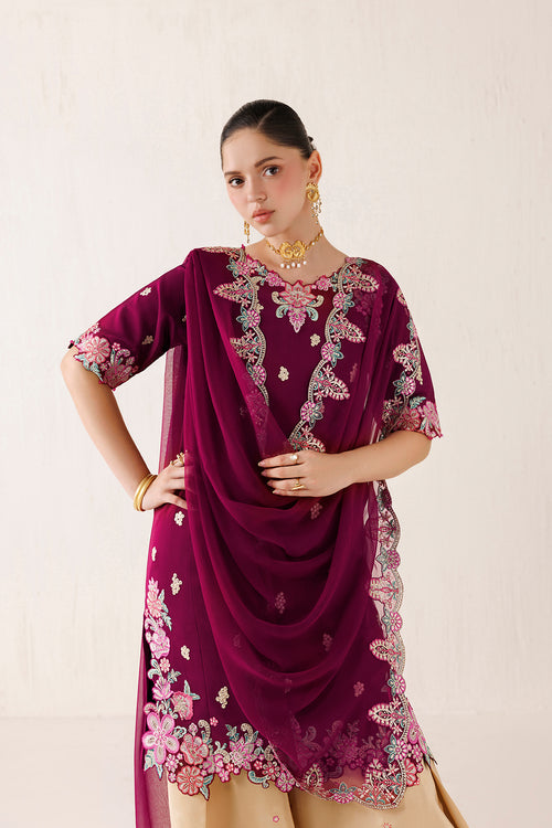 Farasha Veira Embroidered Raw Silk Unstitched 3Pc Suit D-09 Dune Blossom