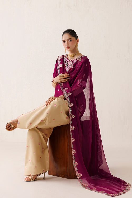 Farasha Veira Embroidered Raw Silk Unstitched 3Pc Suit D-09 Dune Blossom