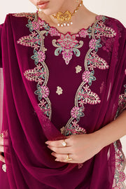 Farasha Veira Embroidered Raw Silk Unstitched 3Pc Suit D-09 Dune Blossom