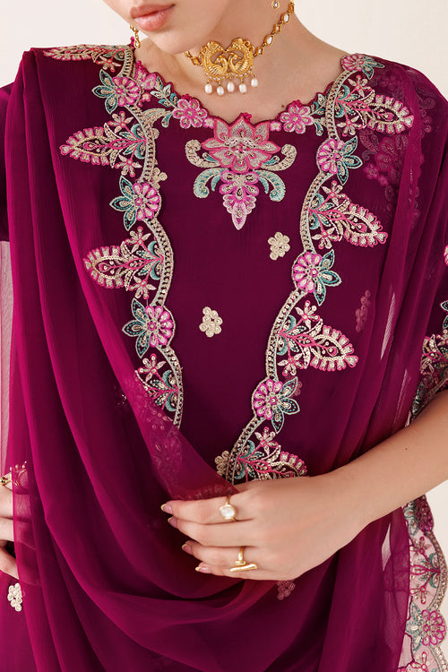 Farasha Veira Embroidered Raw Silk Unstitched 3Pc Suit D-09 Dune Blossom