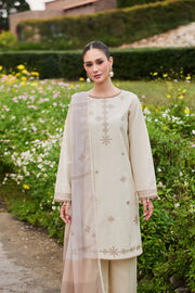 Farasha Sorine Summer Embroidered Lawn Unstitched 3Pc Suit - Dune Delight
