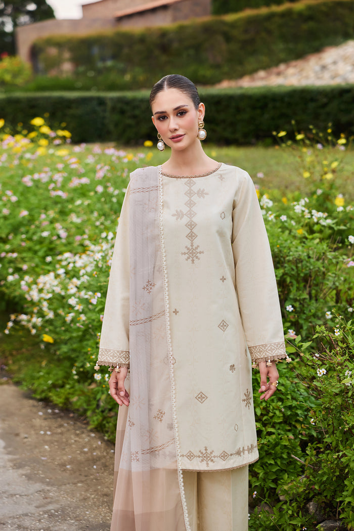 Farasha Sorine Summer Embroidered Lawn Unstitched 3Pc Suit - Dune Delight