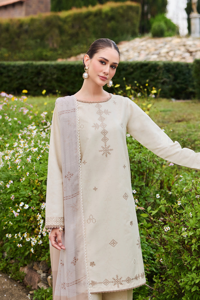 Farasha Sorine Summer Embroidered Lawn Unstitched 3Pc Suit - Dune Delight