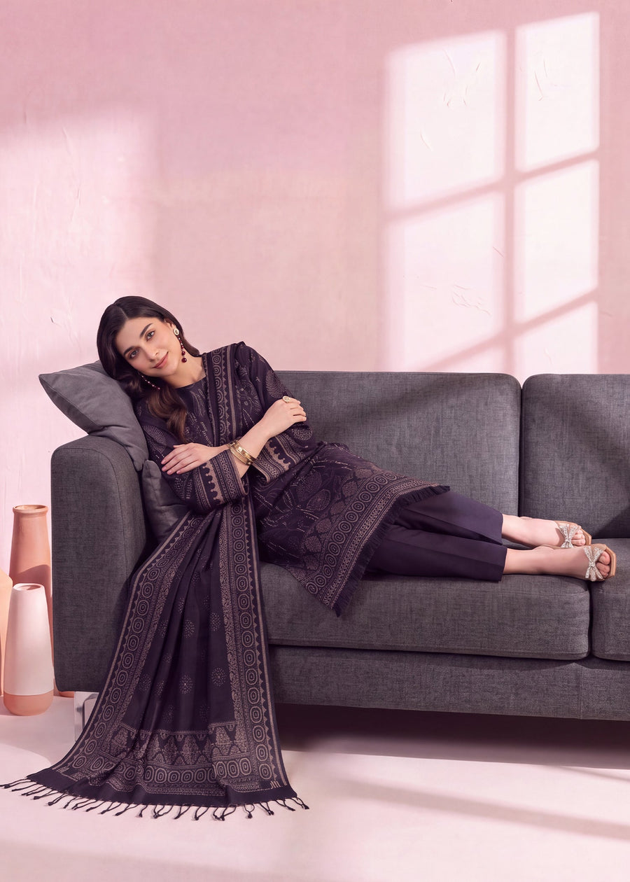 Zeenia Marina Vol-02 Digital Printed Dhanak Marina Unstitched 3Pc Suit DS-09 Dusk
