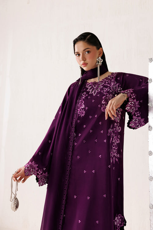Farasha Veira Embroidered Raw Silk Unstitched 3Pc Suit D-11 Dusk Veil
