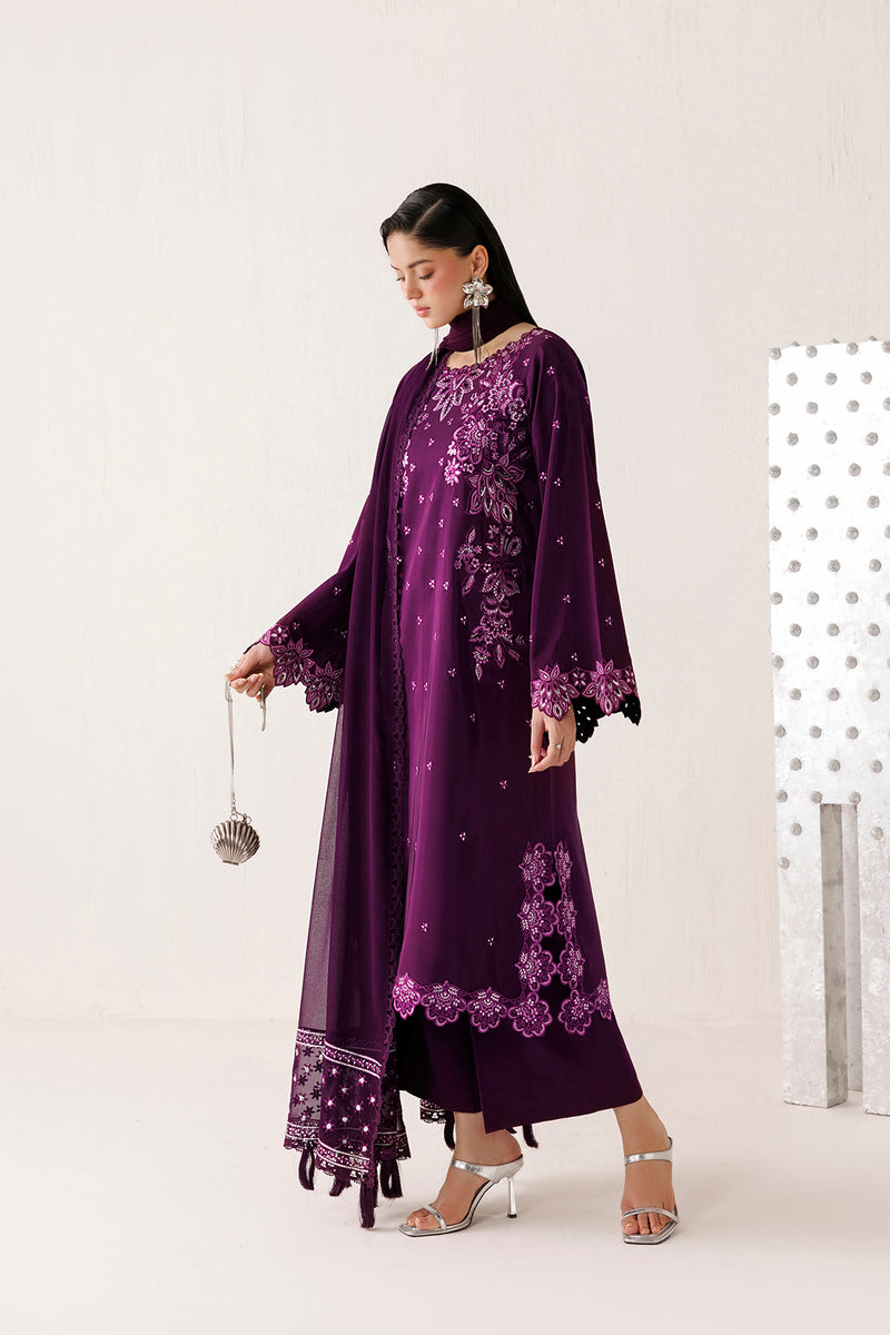 Farasha Veira Embroidered Raw Silk Unstitched 3Pc Suit D-11 Dusk Veil