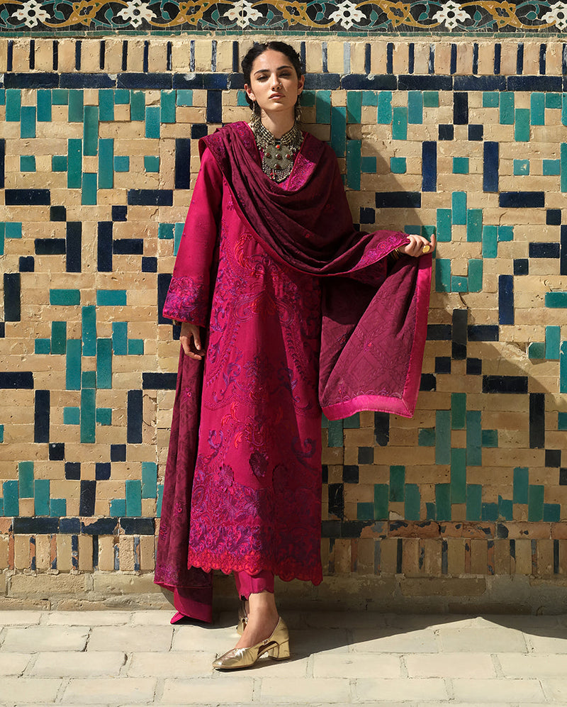 Hemline by Mushq Bukhara Embroidered Viscose Unstitched 3Pc Suit - Dusk Whisper