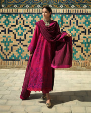 Hemline by Mushq Bukhara Embroidered Viscose Unstitched 3Pc Suit - Dusk Whisper