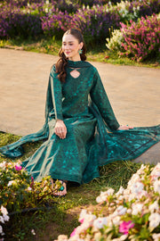 Farasha Summer Escape Embroidered Lawn Unstitched 3Pc Suit - Dusken Jade