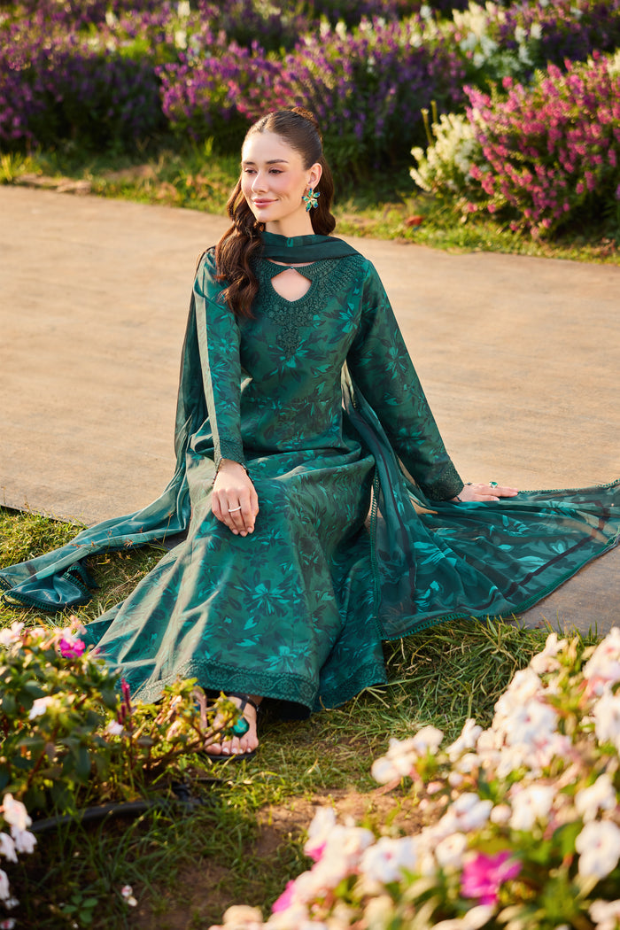 Farasha Summer Escape Embroidered Lawn Unstitched 3Pc Suit - Dusken Jade