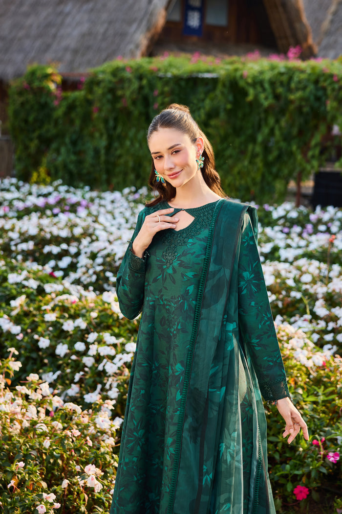 Farasha Summer Escape Embroidered Lawn Unstitched 3Pc Suit - Dusken Jade