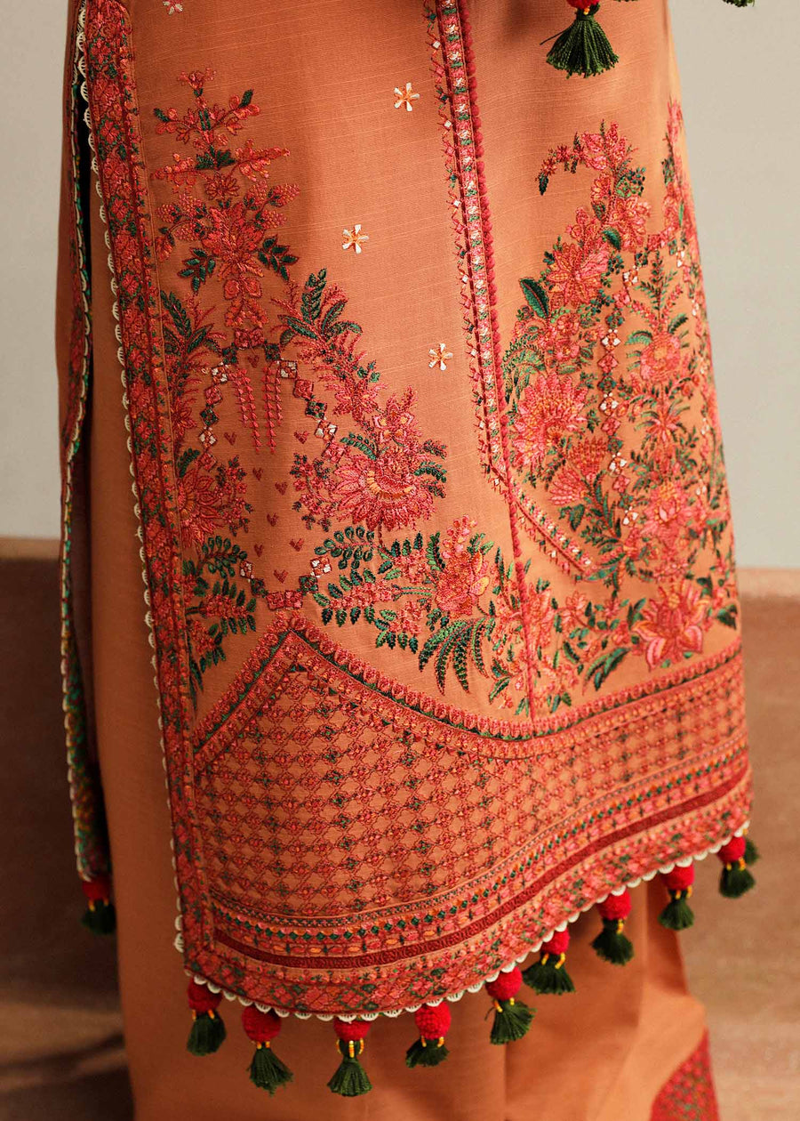 Hussain Rehar Embroidered Khaddar Unstitched 3Pc Suit - Dusky