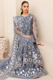 Farasha LU ZELLA Embroidered Net Unstitched 3Pc Suit D-08 DUSKY SHADOW