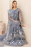 Farasha LU ZELLA Embroidered Net Unstitched 3Pc Suit D-08 DUSKY SHADOW