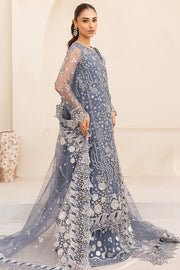 Farasha LU ZELLA Embroidered Net Unstitched 3Pc Suit D-08 DUSKY SHADOW
