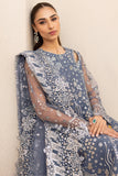 Farasha LU ZELLA Embroidered Net Unstitched 3Pc Suit D-08 DUSKY SHADOW