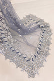 Farasha LU ZELLA Embroidered Net Unstitched 3Pc Suit D-08 DUSKY SHADOW