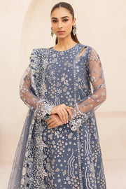 Farasha LU ZELLA Embroidered Net Unstitched 3Pc Suit D-08 DUSKY SHADOW