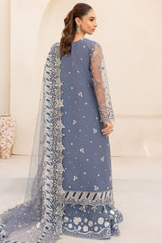 Farasha LU ZELLA Embroidered Net Unstitched 3Pc Suit D-08 DUSKY SHADOW