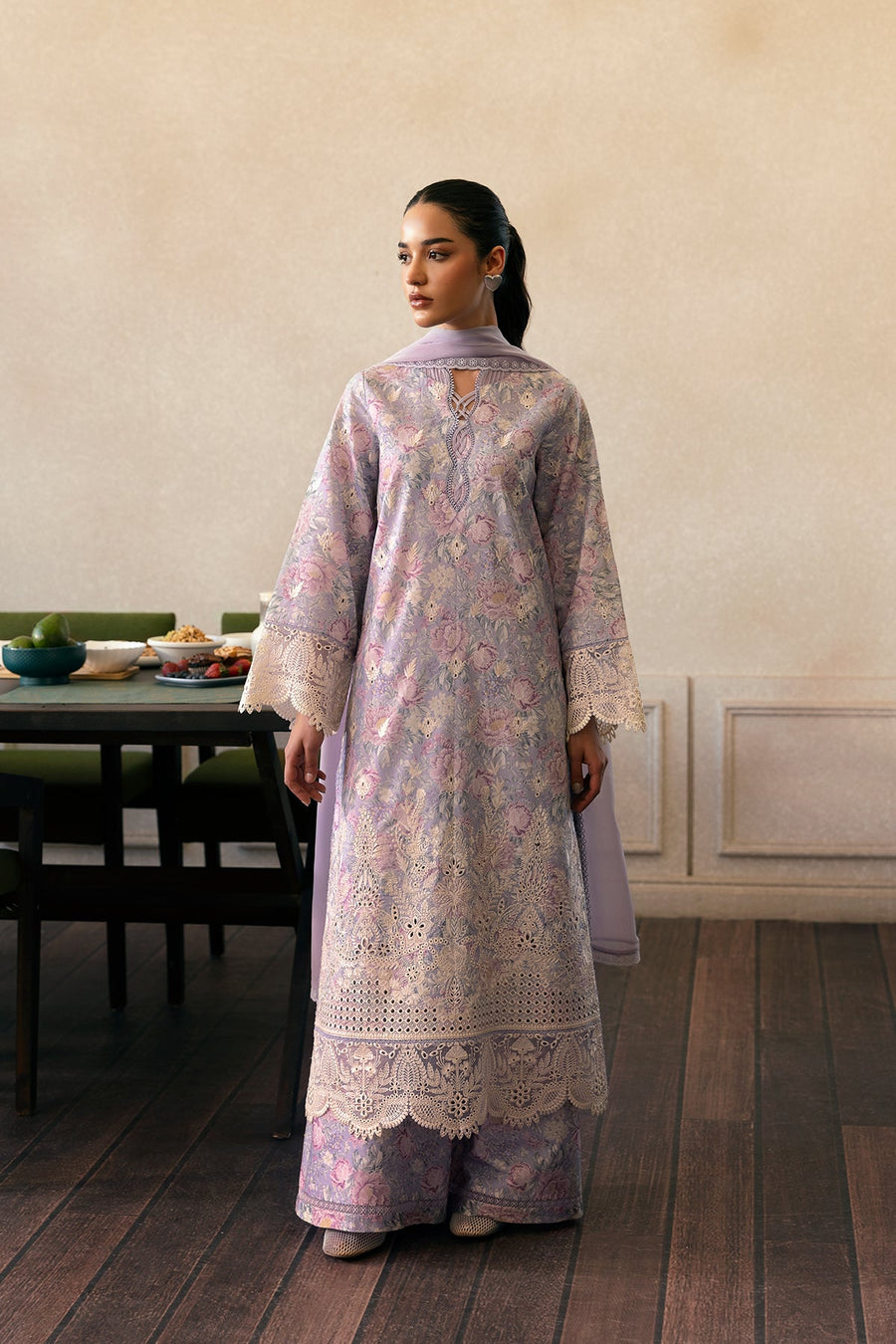 Afrozeh Daybreak Embroidered Lawn Unstitched 3Pc Suit - DUST LIT