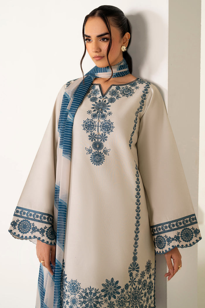Farasha Summer Weaves Embroidered Lawn Unstitched 3Pc Suit - Dusty Marble