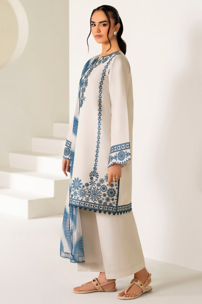 Farasha Summer Weaves Embroidered Lawn Unstitched 3Pc Suit - Dusty Marble