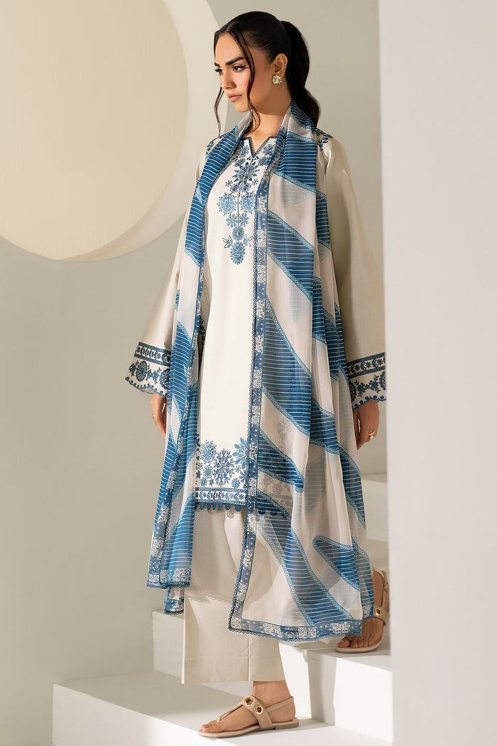 Farasha Summer Weaves Embroidered Lawn Unstitched 3Pc Suit - Dusty Marble