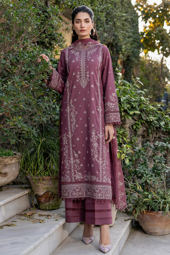 Farasha Summer Essentials Embroidered Lawn Unstitched 3Pc Suit - Dusty Rose