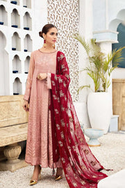 Alizeh Fashion Vol-04 Embroidered Chiffon 3Pc Suit D-06 Dusty Rose